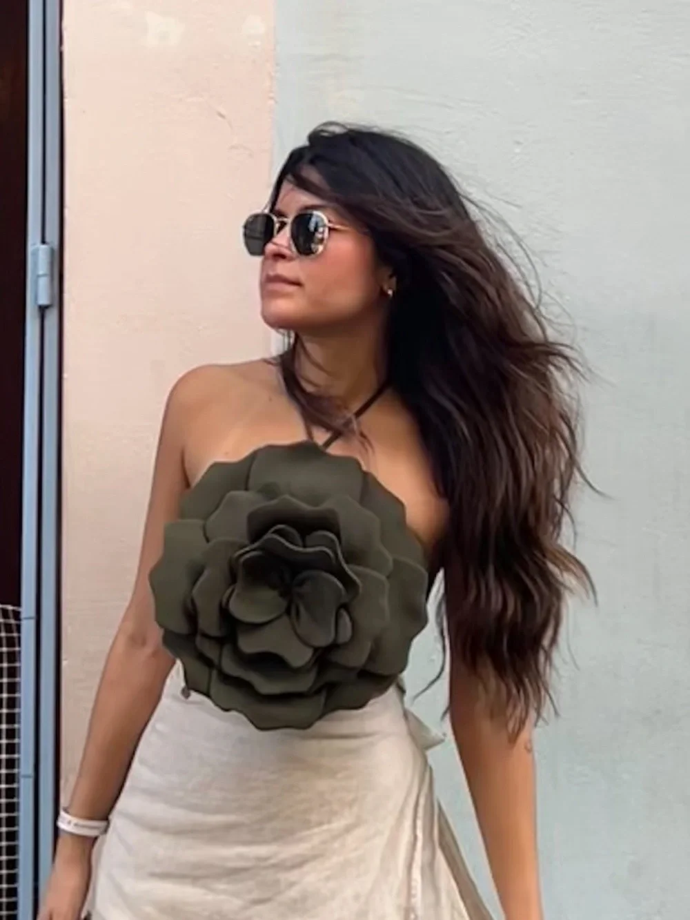 Lovers + Friends Olive Floral Applique Tube Top